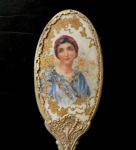 Antique Hand Painted Enameled European Portrait on