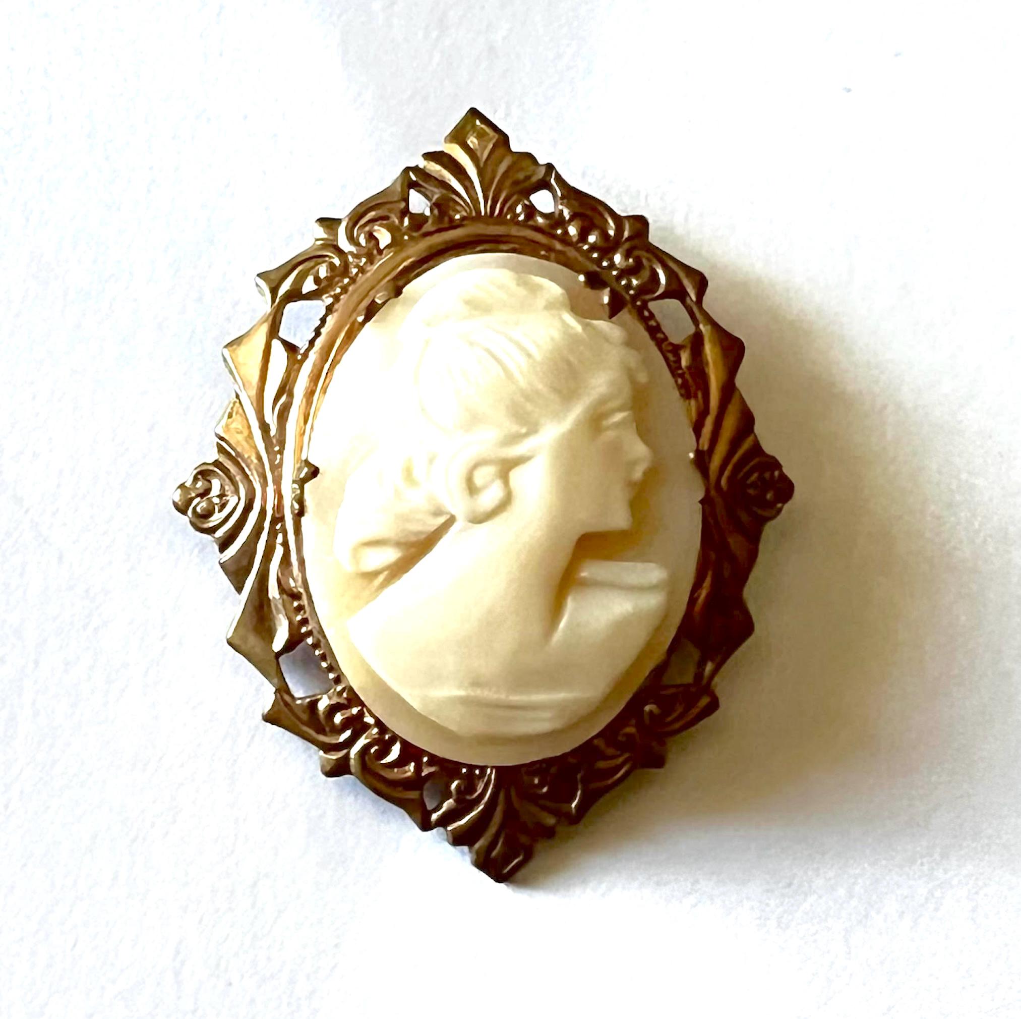 Antique Vintage Carved Shell Cameo Brooch: Gold Gilt Art Deco Pin - Etsy
