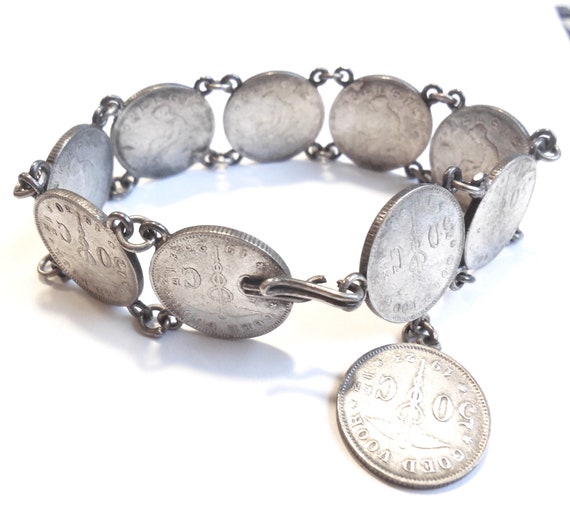 1920s 835 Belgian Silver Coin Bracelet European S… - image 2