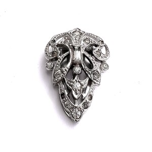 Vintage Silver Crystal Hair Clip - Clear Rhinestone Vintage Art Deco 1930\