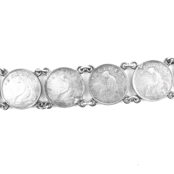 1920s 835 Belgian Silver Coin Bracelet European S… - image 10