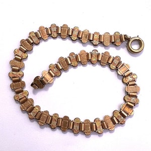 Victorian Gold Filled Book Chain Necklace: Tri-Color Antique Jewelry, 12&quot;