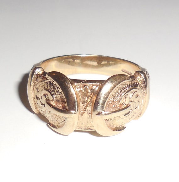 Large Vintage 9K Rose Gold British Mens Womens Buc