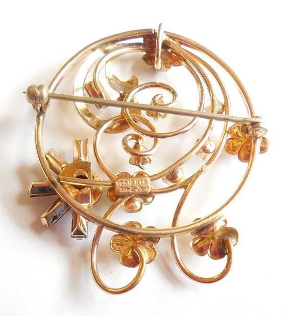 Retro Art Deco 12K Gold Filled Pendant Pin Brooch… - image 3