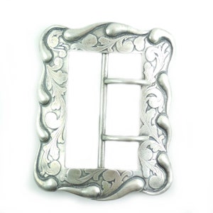 Antique Sterling Silver Victorian Art Nouveau Belt Sash Buckle Large Heavy