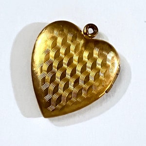 Mid Century Fancy 12k Gold Filled Heart Locket Pendant No Monogram Vintage 1960s 1970s