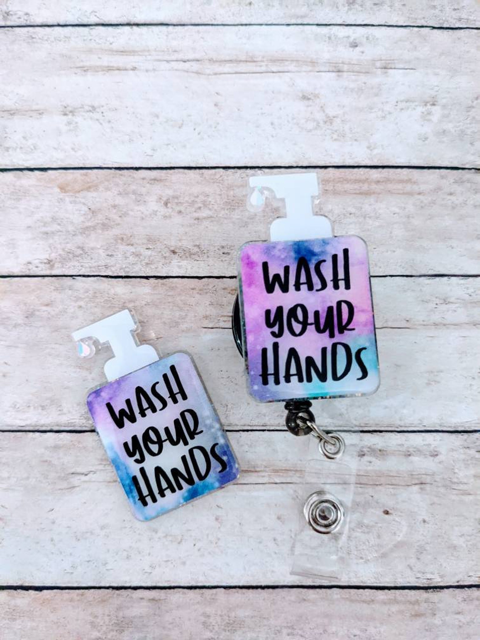 Sanitizer Badge Holder wash your hands badge reel glitter Etsy