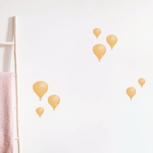 Muted Watercolour Hot Air Balloons Wall Decals, Plastic-Free kids room wall stickers