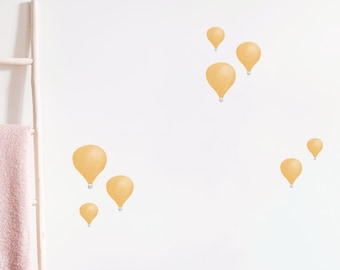 Muted Watercolour Hot Air Balloons Wall Decals, Plastic-Free kids room wall stickers