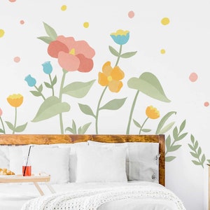 Decalcomanie da parete con fiori grandi, adesivi murali con fiori senza plastica