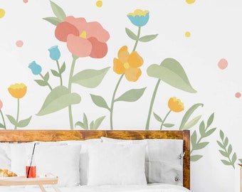 Big Flower Mural Wall Decals, Plastic-Free Flower wall stickers