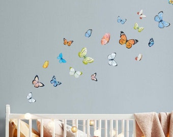 Watercolor Butterfly wall decals, eco friendly wall stickers for kids rooms and nurseries