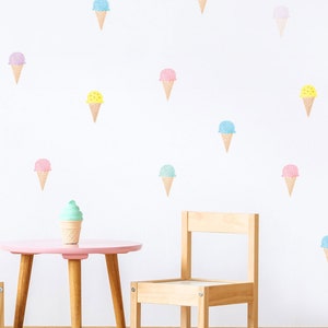 Eistüten Wandtattoos, plastikfreie Wandaufkleber für´s Kinderzimmer