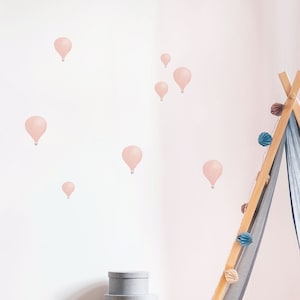 Pink Hot Air Balloons Wall Decals, Plastic-Free kids room wall stickers