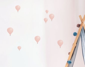 Pink Hot Air Balloons Wall Decals, Plastic-Free kids room wall stickers