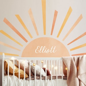 Personalized Small Rising Sun Wall Decal, Plastic-Free wall sticker