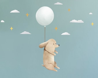 Petit chien volant, Sticker mural sans plastique chambre d'enfants