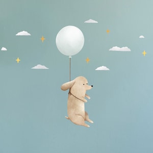 Ballon Hund Wandtattoo, Plastikfreie Wandsticker fürs Kinderzimmer Bild 1