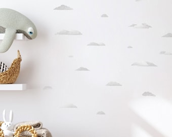 Calcomanías de pared de nubes de acuarela: decoración infantil sin plástico