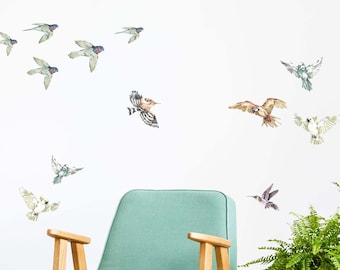 Tropical Birds Wall Decals, Plastic-Free Jungle kids room wall stickers
