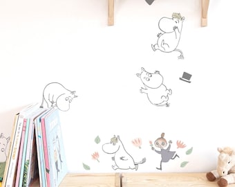 Playful Moomin Characters wall decals, Plastic-Free Moomin Wall Stickers