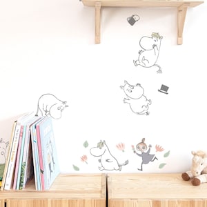 Playful Moomin Characters wall decals, Plastic-Free Moomin Wall Stickers