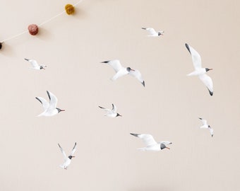 Seagull Wall Decals, Black-Headed Gulls, Plastic-Free Wall Stickers