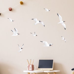 Seagull Wall Decals, Black-Headed Gulls, Plastic-Free Wall Stickers image 1