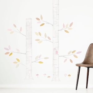 Woodland Birch tree wall sticker - Forest Watercolour Birch Tree Wall Decals