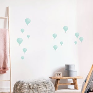 Mint Hot Air Balloons Wall Decals, Plastic-Free kids room wall stickers