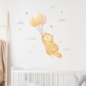 Decalcomania da parete con gattino e zenzero, adesivi da parete per cameretta dei bambini senza plastica