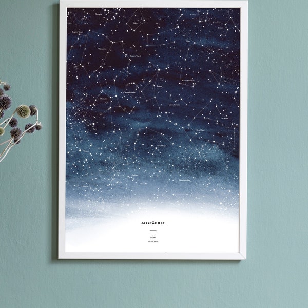 Custom Star Chart - Indigo, Night Sky Print