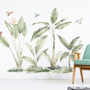 Lush Jungle Plants and Parrots wall decals, Plastic-Free wall stickers image 2