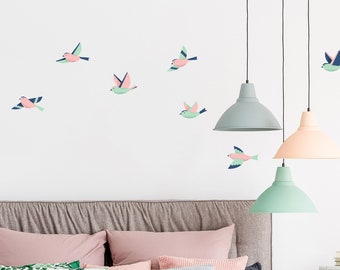 Colorful Forest birds wall decals, eco friendly wall decals for kids rooms and nurseries