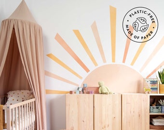 Big Yellow Rising Sun Wall Decal, Plastic-Free wall sticker