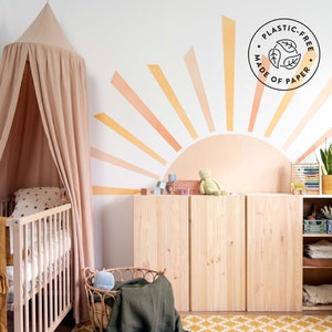 Big Yellow Rising Sun Wall Decal, Plastic-Free wall sticker