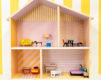 Ikea Flisat Colorful Dollhouse Wallpaper, Peel & Stick 1:12 wallpaper