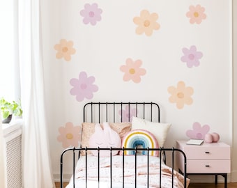 Big Purple, Pink and Orange Daisy Flowers wall decals, Plastic-Free Wall Stickers