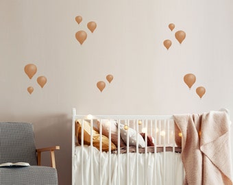 Terracotta Hot Air Balloons Wall Decals, Plastic-Free kids room wall stickers