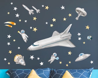 Space Rocket Adventure Wall Decals  - Plastic-free wall stickers for kids' rooms