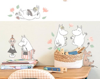 Cheerful Moomin Characters wall decals, Plastic-Free Moomin Wall Stickers
