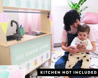 Custom Ice Cream Stand Decals for IKEA DUKTIG Play Kitchen, plastic-free decals for kids rooms