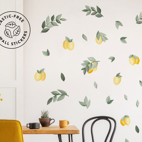 Big Lemon Tree Wall Decals With Leaves Plasticfree Wall Etsy