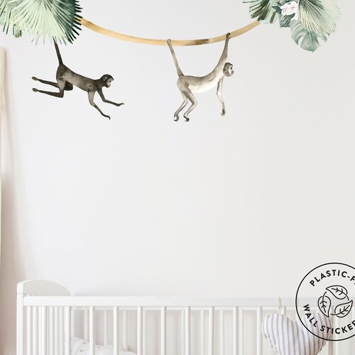 Jungle Monkeys - Watercolour Wall Decals, Plastic-Free kids room wall stickers