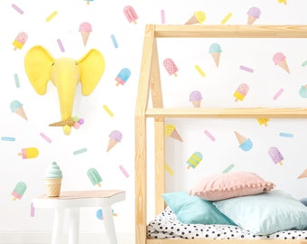 Ice Cream Theme pack Wall Decal, plastic-free wall stickers for kids rooms