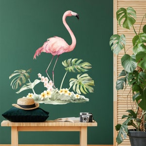 Flamingo and Plants wall decals, Plastic-Free wall stickers