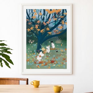 Jardín de otoño en Moominvalley Póster