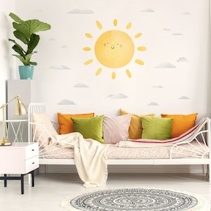 Sun and clouds Wall Decal, Plastic-Free wall sticker