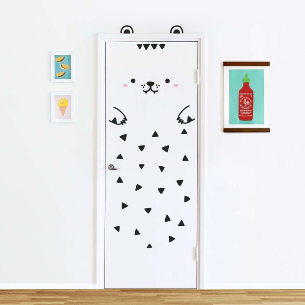 Vinil para porta Tofu, o tigre, autocolante para porta animal