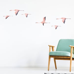 Flying Flamingo Wall Decals, Plastic-Free Jungle kids room wall stickers